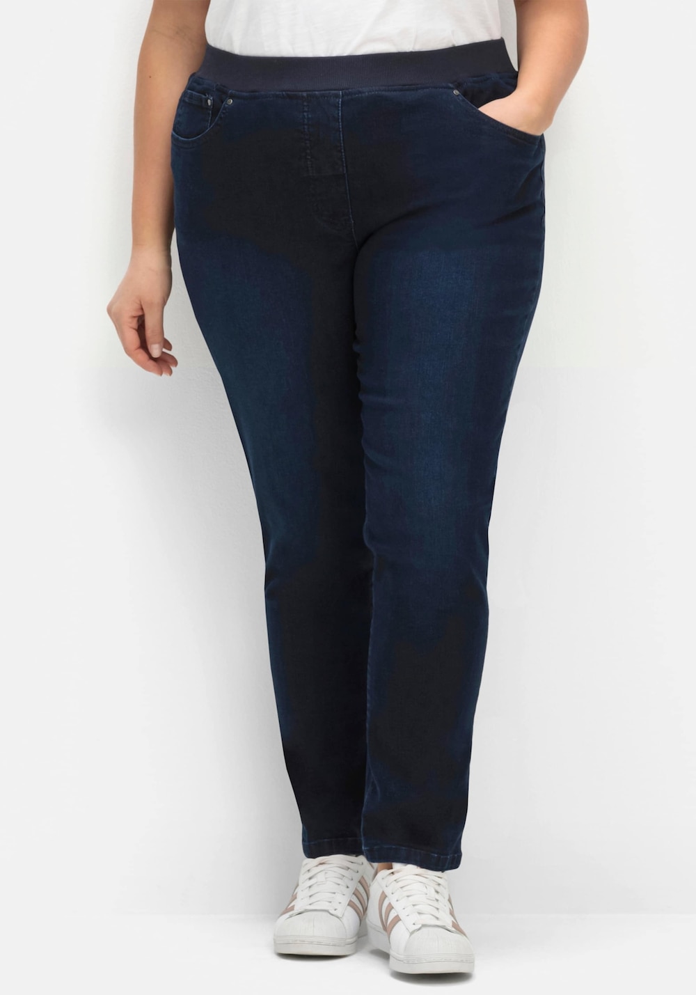 Baumwoll-Lyocell-Jeans komfortabel Uni