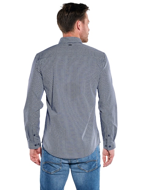Herren Langarm-Hemd gemustert , Marineblau