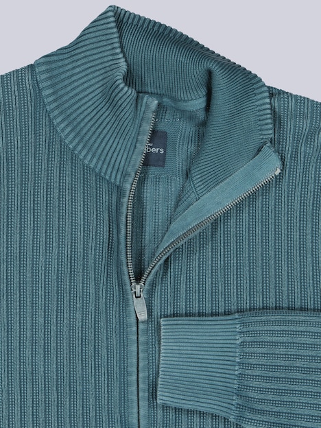 Herren Strick-Cardigan in Jacquard-Struktur , Petrolblau