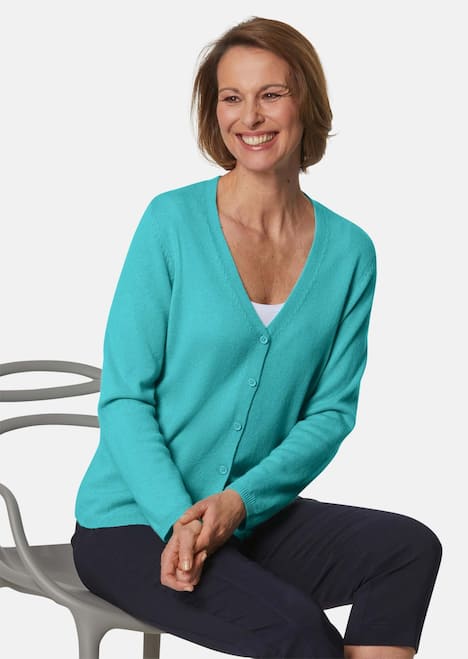 Kaschmirstrickjacke mit V-Ausschnitt