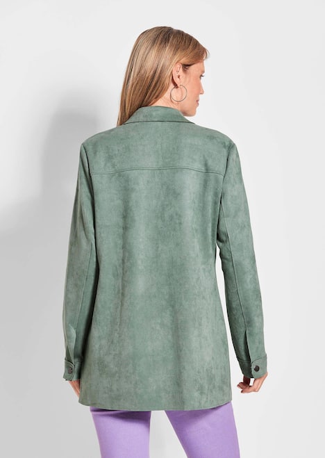 Outdoorjacke aus Veloursimitat in Grün