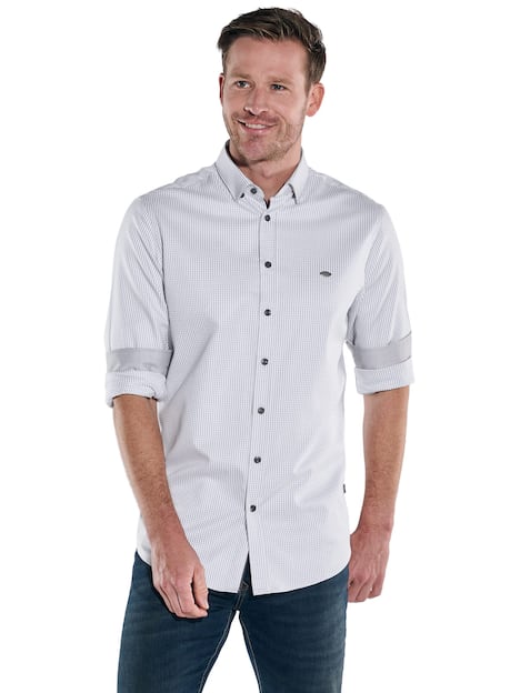 engbers Herren Langarm-Hemd gemustert , Silbergrau