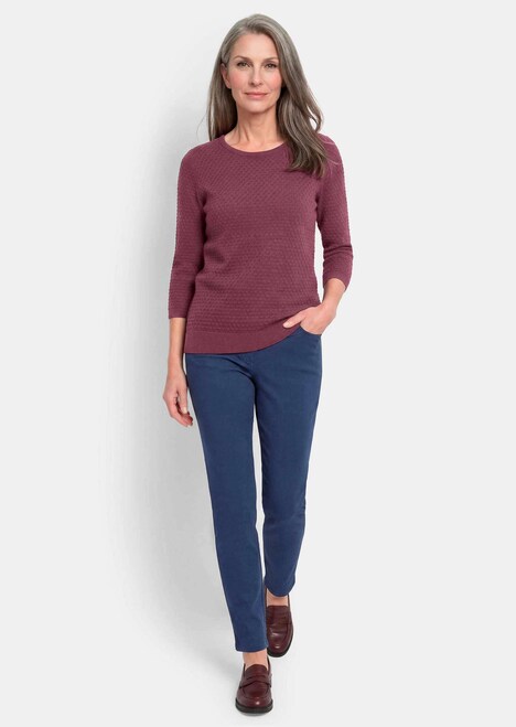 Halbarm Baumwollpullover mit Struktur