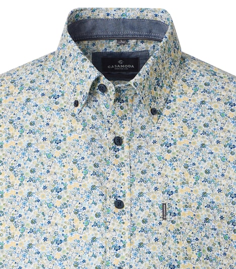 Leinenhemd Kurzarm Print Comfort Fit