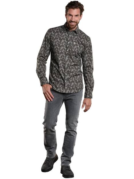 engbers Herren Langarm-Hemd gemustert , Oliv