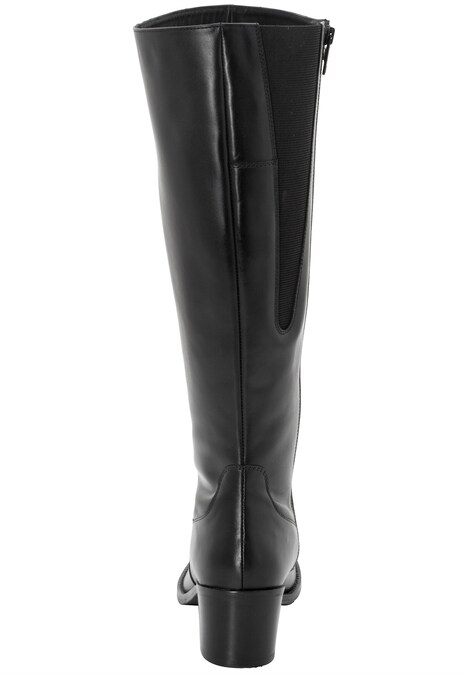 Weitschaftstiefel Weitschaftstiefel aus Leder, mit Stretch-Einsatz Uni