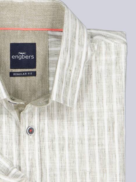 engbers Herren Kurzarm-Hemd mit Leinenanteil , Oliv