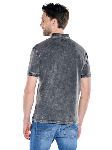 Herren Poloshirt mit authentischem Farbeffekt , Anthrazit