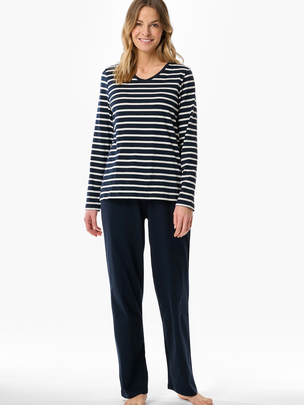 Schiesser Damen Pyjama Casual Essentials - nachtblau