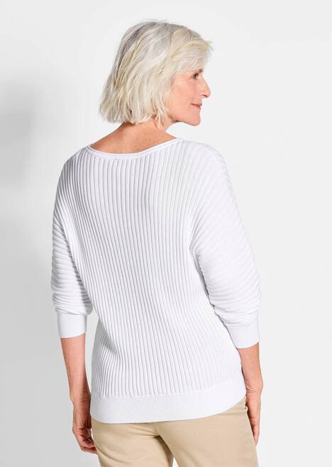 Baumwollmix mit Fledermausärmeln und Rippstruktur