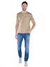 Herren Rundhals T-Shirt mit Allover-Print , Hellbraun