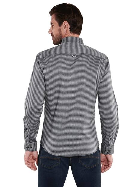 engbers Herren Langarm-Hemd strukturiert , Hellgrau