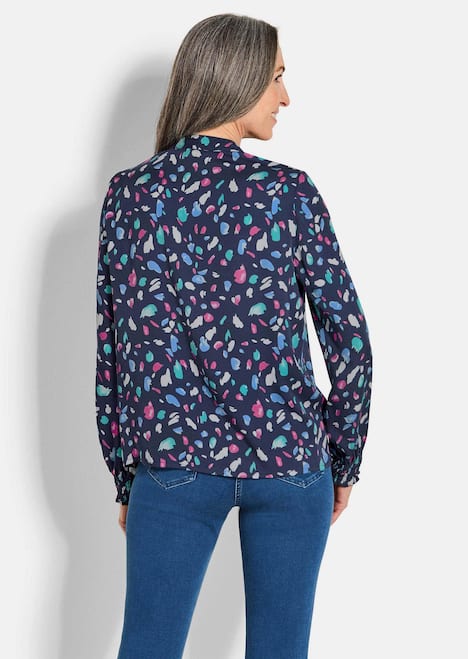 GOLDNER Blouse met print Satijnen blouse met smokwerkdetails