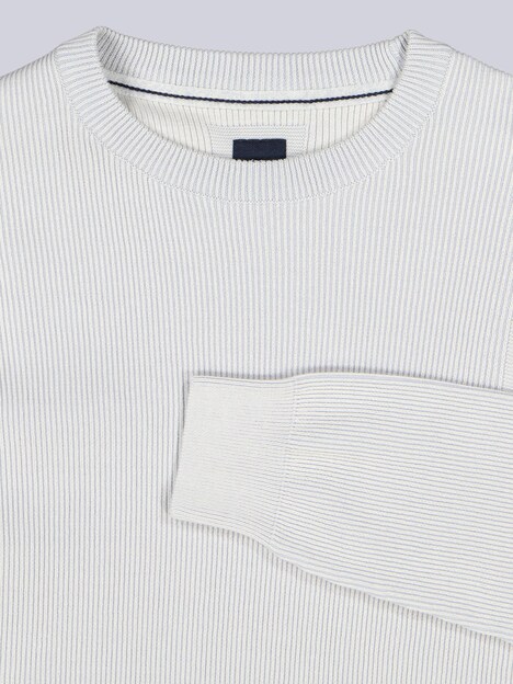 Herren Rundhals Pullover mit Rippstruktur , Hellgrau