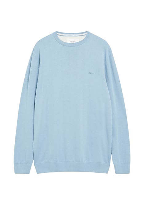 Baumwollpullover mit Logo-Stickerei