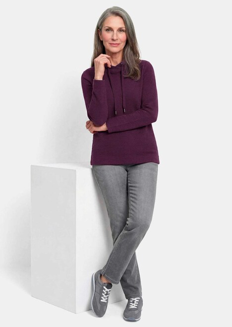Langarm Viskose-Pullover, Stehbund