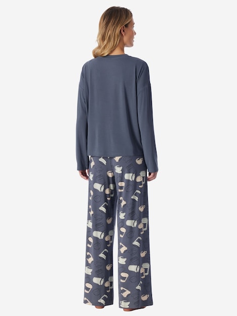 Schiesser Damen Schlafanzug Casual Fashion blaugrau