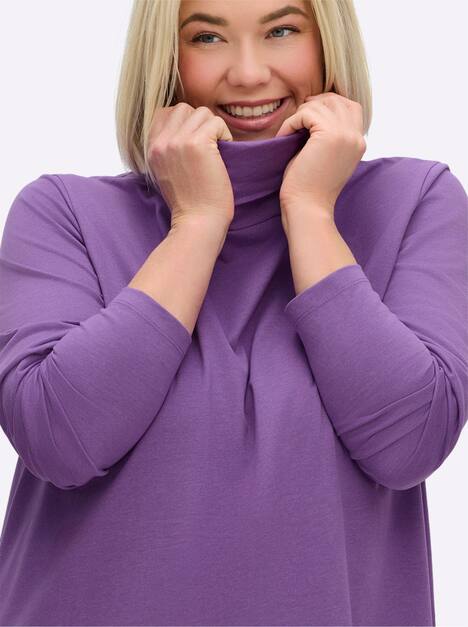 Langarm-Shirt Langarm Meliert Rollkragen