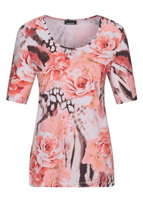GOLDNER Shirt Jersey shirt met luipaard- en bloemenmotief