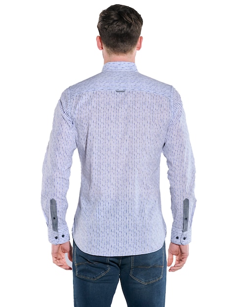 Herren Langarm-Hemd gemustert , Mittelblau