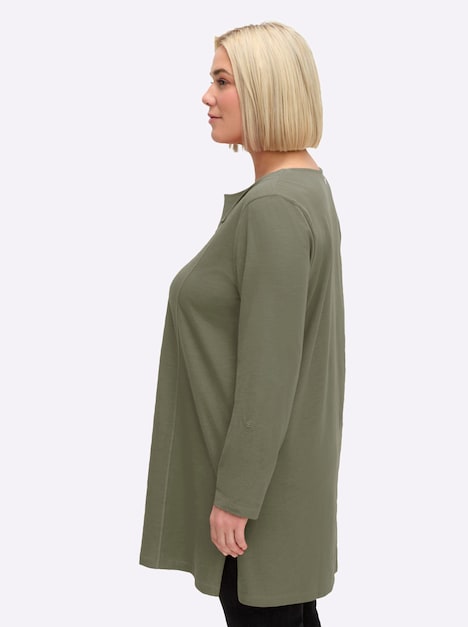 Longshirt Langarm Uni Ohne Kragen
