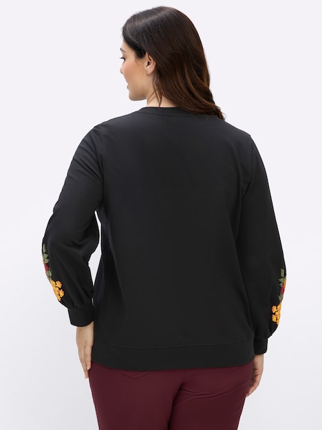 Sweatshirt Sweatshirt mit Blüten-Applikationen Langarm keine Angabe