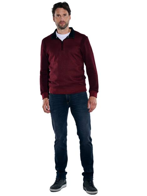 engbers Herren Sweatshirt mit Troyerkragen , Rot