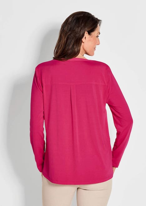 GOLDNER Blouseshirt Blouseshirt met chiffon inzet