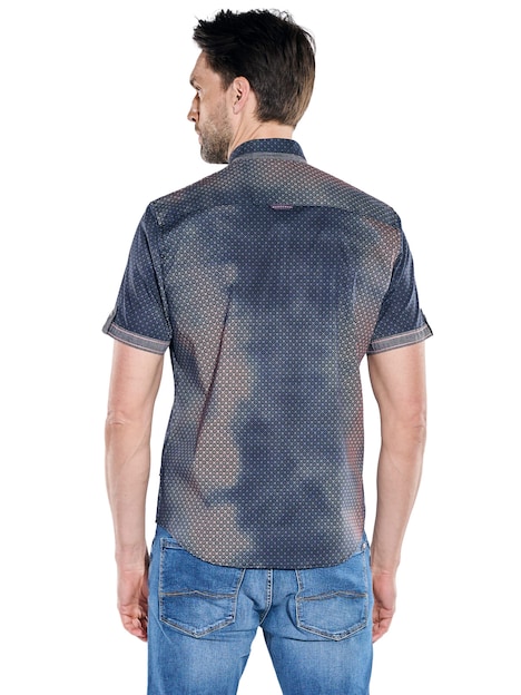Herren Kurzarmhemd mit Batik-Print und Stretch-Komfort , Rosa