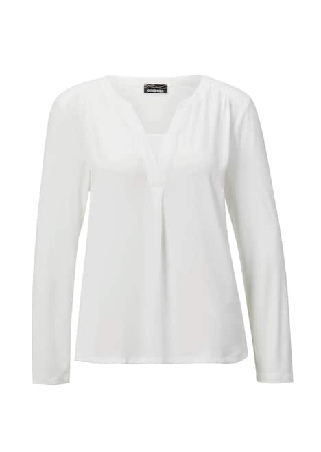 GOLDNER Blouseshirt Blouseshirt met chiffon inzet