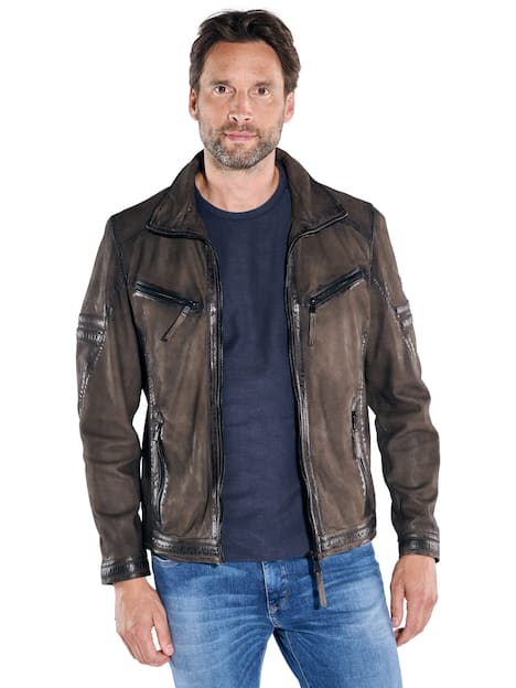 engbers Herren Lederjacke aus Nubuk-Leder , Braun