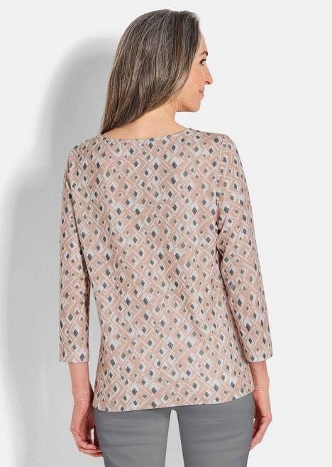 Halbarm Viskoseshirt im Allover-Design