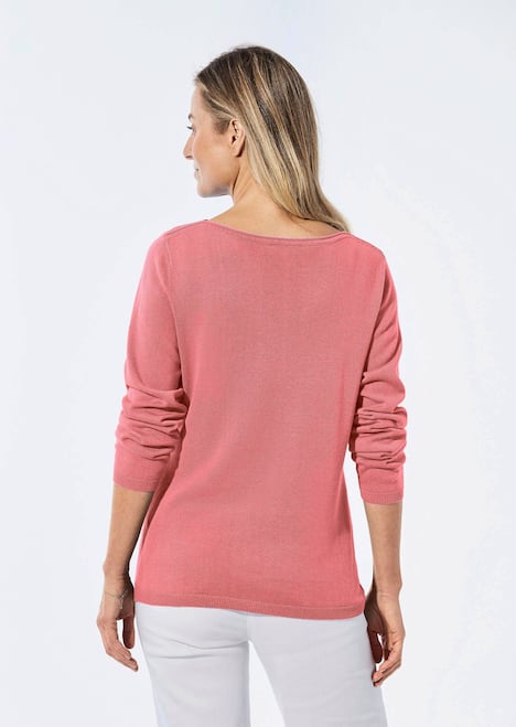 Baumwoll-Pullover, U-Boot-Ausschnitt