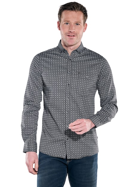 Herren Hemd langarm , Petrolgruen