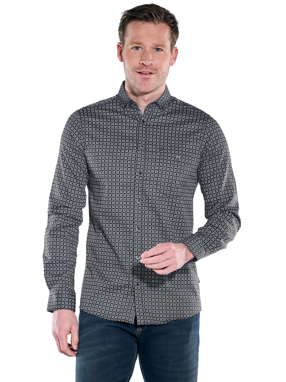 engbers Herren Hemd langarm , Petrolgruen