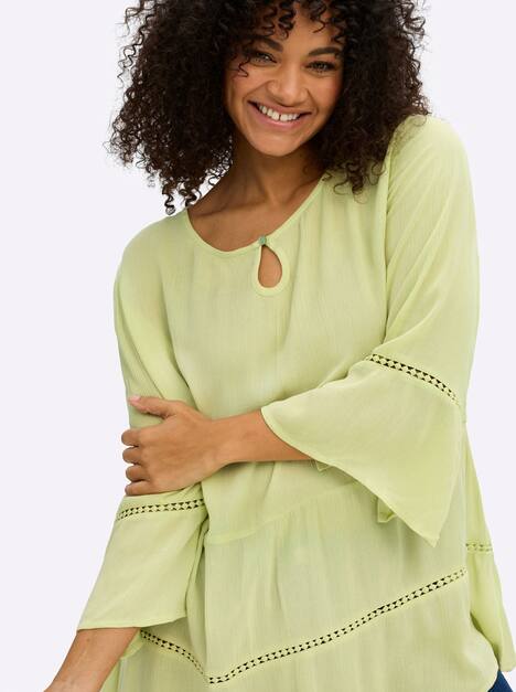 3/4-Arm-Bluse 3/4-Arm Ohne Kragen