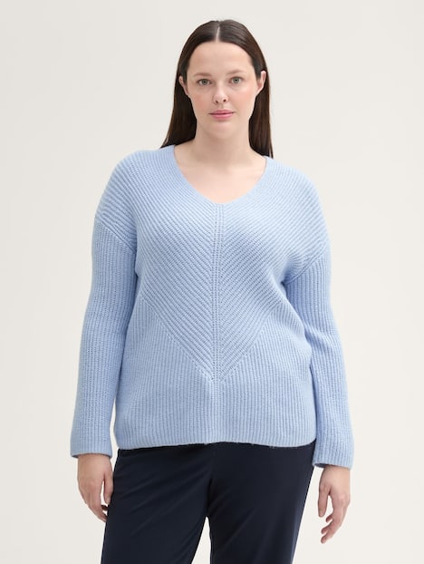 Tom Tailor Women PLUS Pullover & Strickjacken Plus Size - Strickpullover mit V-Ausschnitt