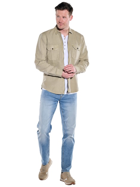 Herren Overshirt mit Leinenanteil , Beige