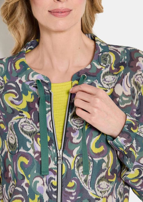 Sportliche Viskosejacke, Allover-Print