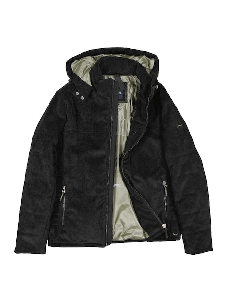 Herren Cord-Jacke mit abnehmbarer Kapuze , Schwarz