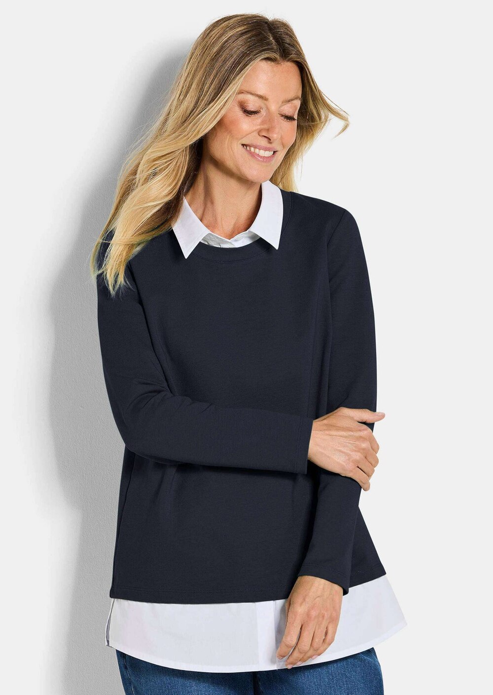 Sweatshirt in 2-in-1-Optik