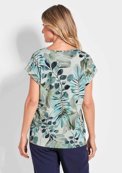 Sommershirt mit Print, V-Ausschnitt