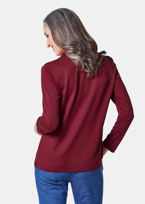 Langarm Poloshirt mit Schmuckband an Knopfleiste