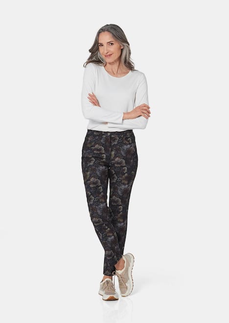 GOLDNER Broek met print Gedessineerde broek met uniek bloemenpatroon