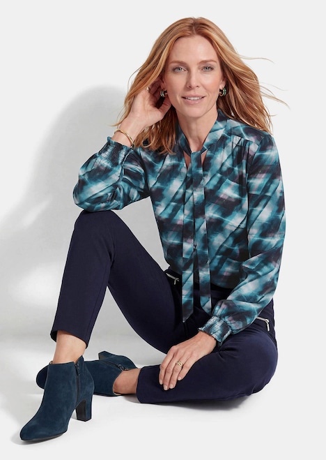 Viskosebluse mit Karo-Print
