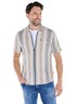 Herren Kurzarm-Overshirt in Strickoptik , Beige