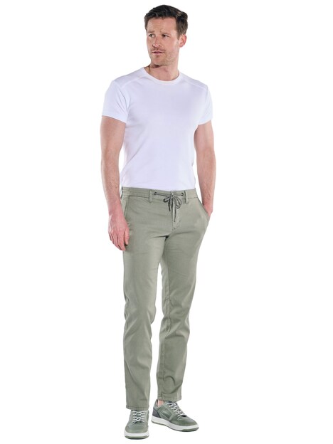 Herren Chino mit Tunnelzug aus Baumwolle , Khaki