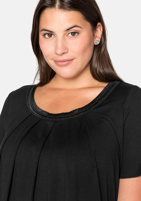 T-Shirt Kurzarm Uni Ohne Kragen