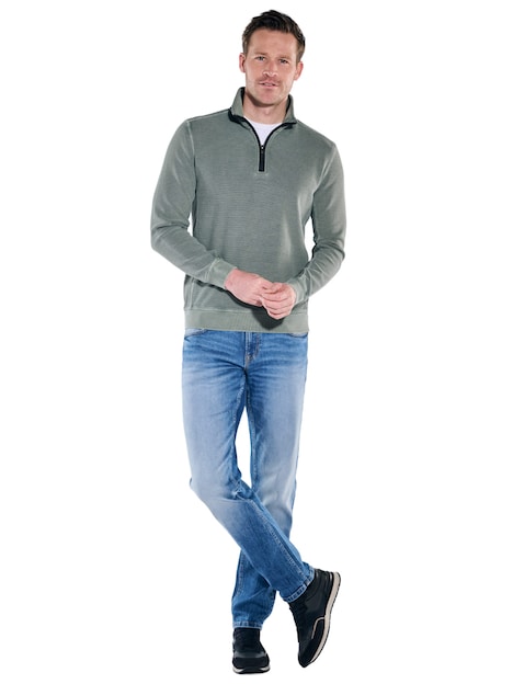 Herren Sweatshirt mit Stehkragen , Oliv