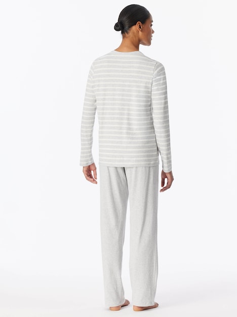 Schiesser Damen Pyjama Casual Essentials - silbergrau-mel.